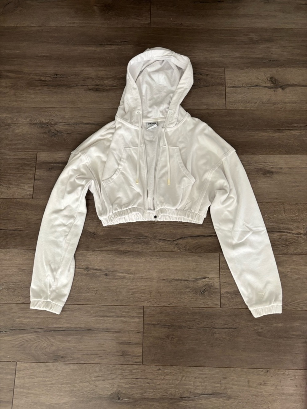 Gymshark x KK Fit Cropped White Hooded Zip-Up Jacket